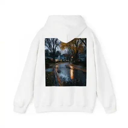 Rainy Autumn Suburban Street Wet Reflection