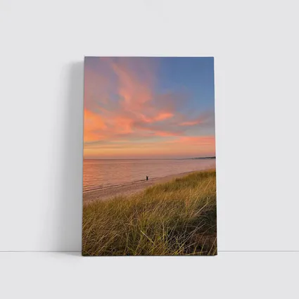 Sunset Beach Dunes Lone Figure Coastal View