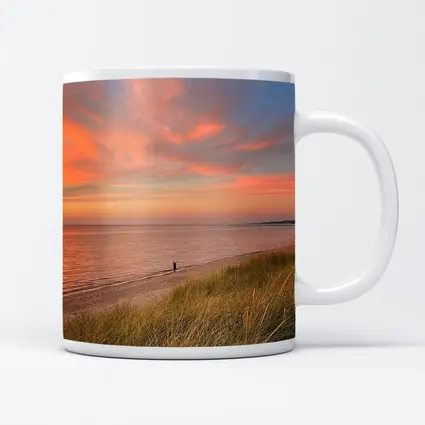 Sunset Beach Dunes Lone Figure Coastal View