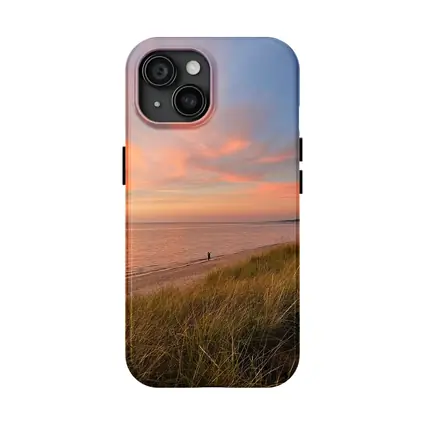 Sunset Beach Dunes Lone Figure Coastal View
