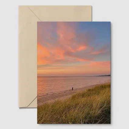 Sunset Beach Dunes Lone Figure Coastal View