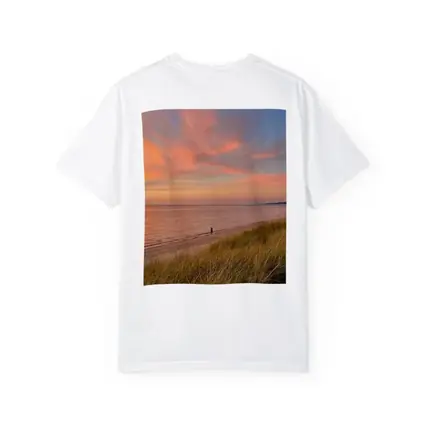 Sunset Beach Dunes Lone Figure Coastal View