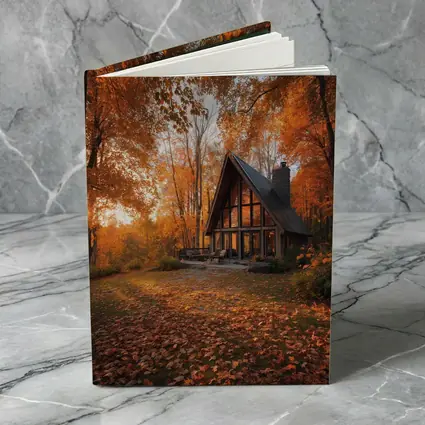 A Frame Cabin Autumn Forest Warm Sunset