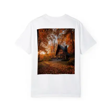 A Frame Cabin Autumn Forest Warm Sunset