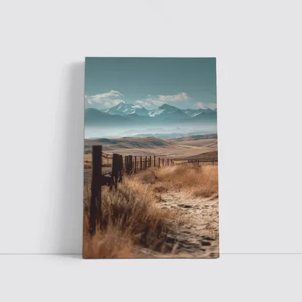 Prairie Path Fence Mountains Dry Grassland