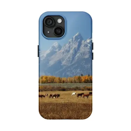 Horses Grazing Grand Teton Mountains Autumn