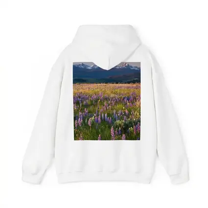 Lupine Wildflower Field Snow Capped Mountains