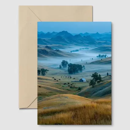Misty Prairie Valley Rolling Hills Bison