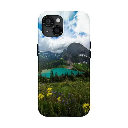 Turquoise Mountain Lake Wildflowers Glacier Landscape