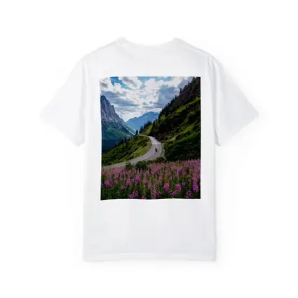 Motorcycle Winding Road Mountain Valley Wildflowers