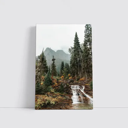 Mountain Waterfall Forest Autumn Rocky Landscape