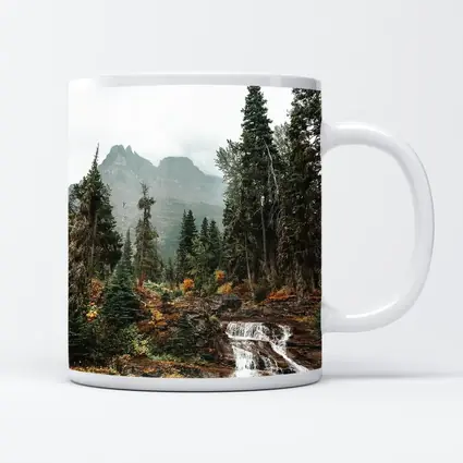 Mountain Waterfall Forest Autumn Rocky Landscape