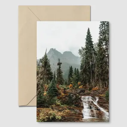 Mountain Waterfall Forest Autumn Rocky Landscape