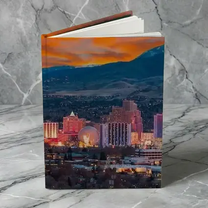 Reno Nevada Skyline Fiery Sunset Mountain