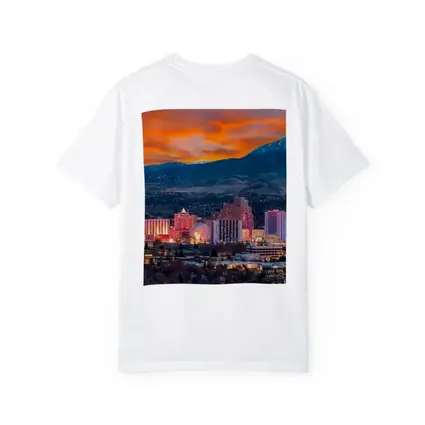 Reno Nevada Skyline Fiery Sunset Mountain