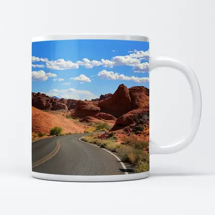 Red Rock Canyon Desert Road Blue Sky