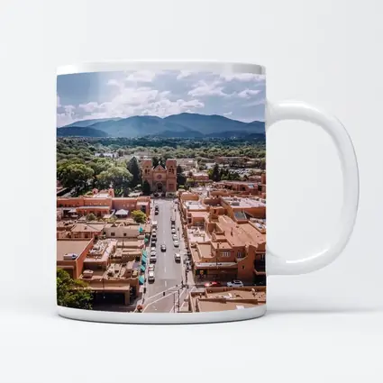 Santa Fe Cathedral Aerial View Mountains