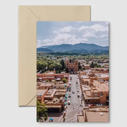 Santa Fe Cathedral Aerial View Mountains