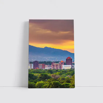 Albuquerque Skyline Sunset Mountain Background