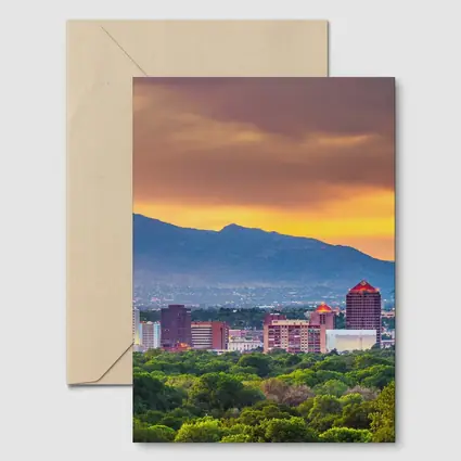 Albuquerque Skyline Sunset Mountain Background