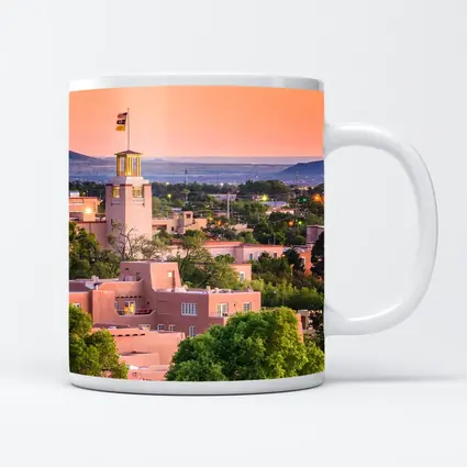 Santa Fe Adobe Buildings Sunset Sky View