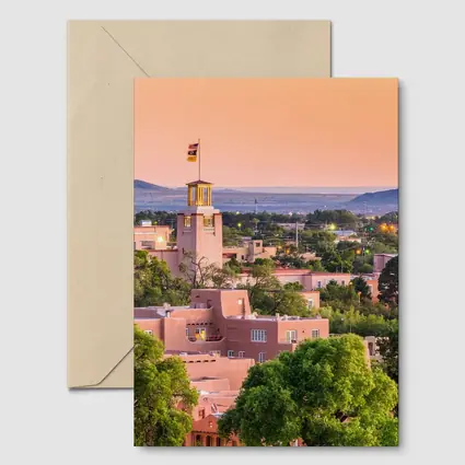 Santa Fe Adobe Buildings Sunset Sky View