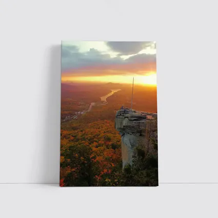 Chimney Rock Sunset Autumn Forest River View
