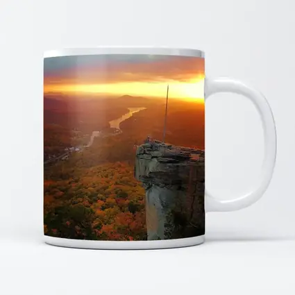 Chimney Rock Sunset Autumn Forest River View