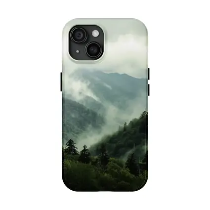 Misty Green Mountain Forest Foggy Landscape