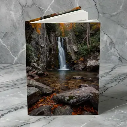 Autumn Waterfall Rocky Forest Seasonal Landscape