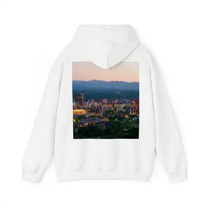 Asheville City Skyline at Dusk Mountains