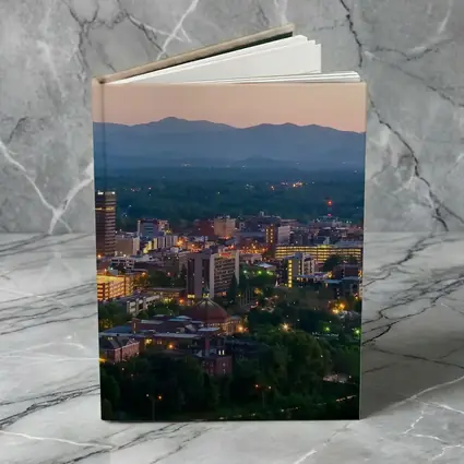 Asheville City Skyline at Dusk Mountains