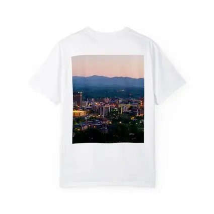 Asheville City Skyline at Dusk Mountains