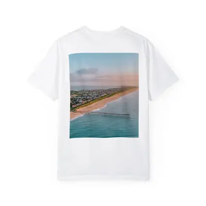 Aerial Beach Pier Coastal Town Sunset View