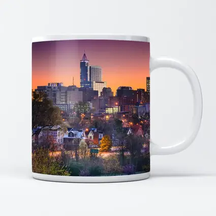Raleigh City Skyline at Purple Sunset