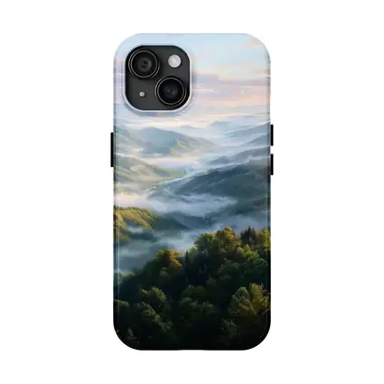 Misty Mountain Forest Valley at Sunrise