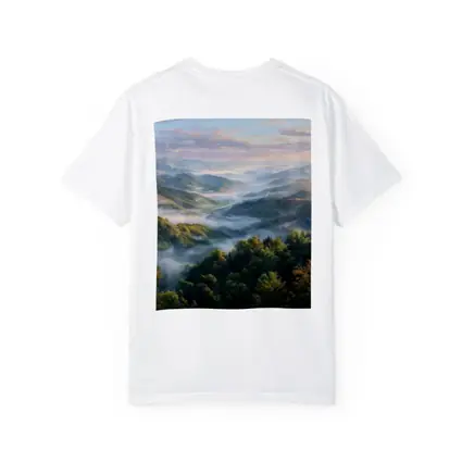 Misty Mountain Forest Valley at Sunrise