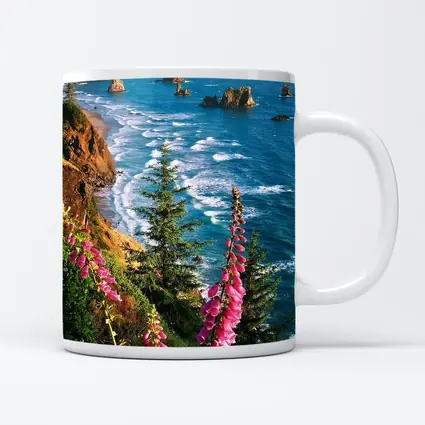 Foxglove Flowers Oregon Coastal Cliffs Ocean