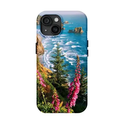 Foxglove Flowers Oregon Coastal Cliffs Ocean