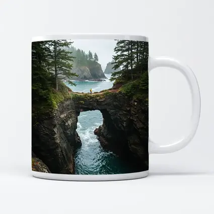 Natural Rock Arch Oregon Coastal Forest