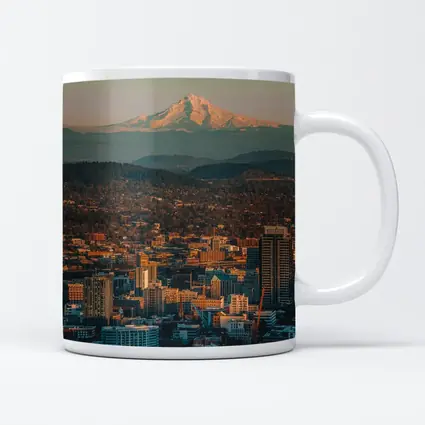 Portland City Skyline Mount Hood Oregon