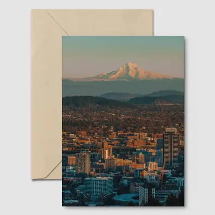 Portland City Skyline Mount Hood Oregon