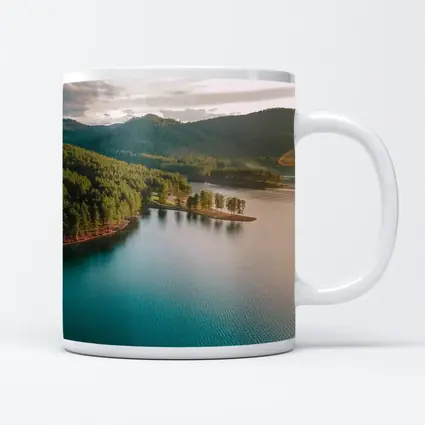 Aerial Teal Lake Forest Mountains Landscape View