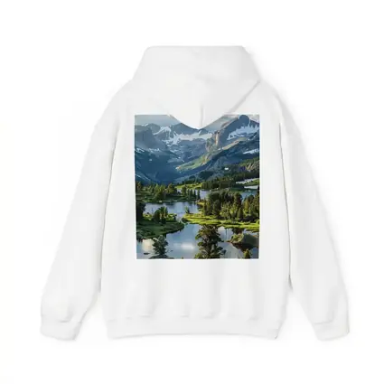 Alpine Lake Valley Snow Capped Mountains