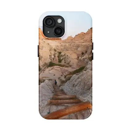 Badlands Canyon Hiker Wooden Ladder Desert