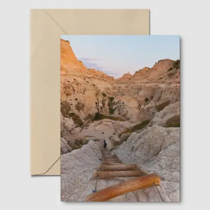 Badlands Canyon Hiker Wooden Ladder Desert