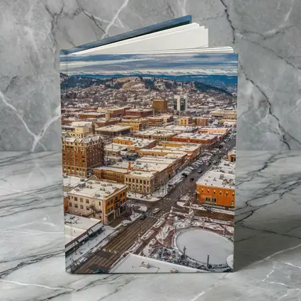 Rapid City Downtown Aerial Winter Snow View