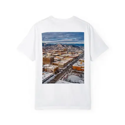 Rapid City Downtown Aerial Winter Snow View