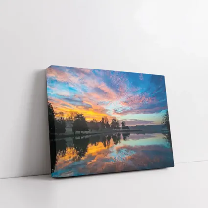 Sunrise Lake Reflection Blue Orange Sky