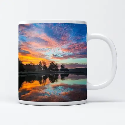 Sunrise Lake Reflection Blue Orange Sky